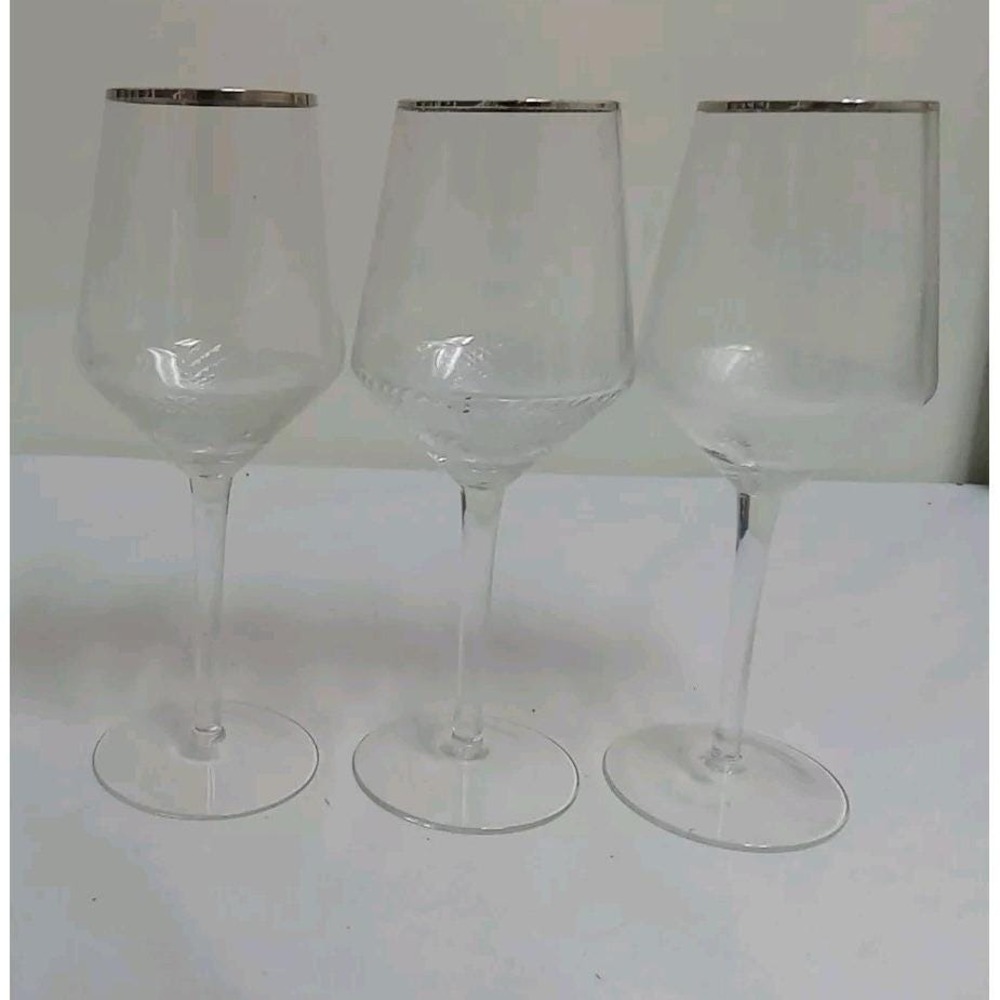 1990s Large Wine Glasses Goblets Tis the Season by St Nicholas Square-Set of 3